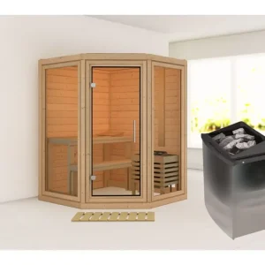 Express Levering Voordeelset sauna Yuma met 9 kW saunakachel en geïntegreerde besturing