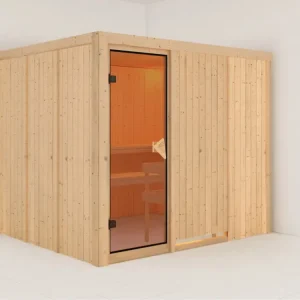 Dagaanbieding Systeemsauna Gobin kompleet transparente gebronsde glazen deur