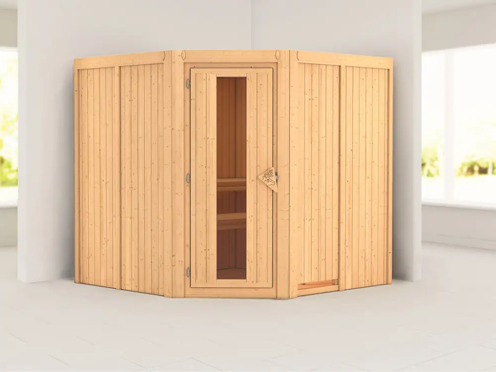 Systeemsauna Jarin houten deur met geïsoleerd glas Direct Beschikbaar