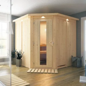 Systeemsauna Jarin met dakkraag, houten deur met geïsoleerd glas Bestel Nu