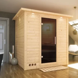 Massieve sauna Mojave met dakkraag, grafiet glazen deur Gecertificeerd