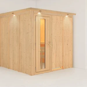 Systeemsauna Rodin met dakkraag, houten deur met geïsoleerd glas Laatste Versie