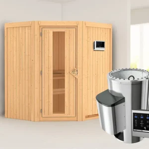 Systeemsauna Tonja energiebesparende deur + Plug & Play saunakachel met ext. besturing Betaalbaar