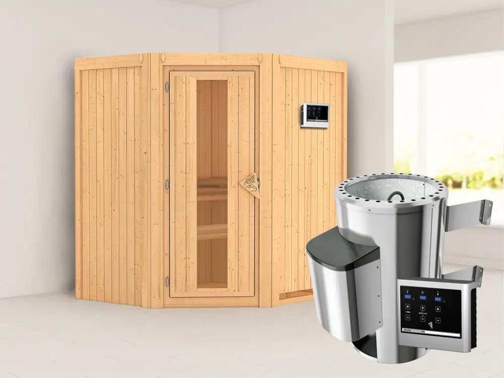 Systeemsauna Tonja energiebesparende deur + Plug & Play saunakachel met ext. besturing Betaalbaar