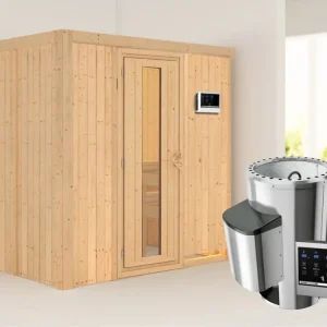 Exclusieve Aanbieding Systeemsauna Fanja energiebesparende deur + Plug & Play saunakachel met ext. besturing