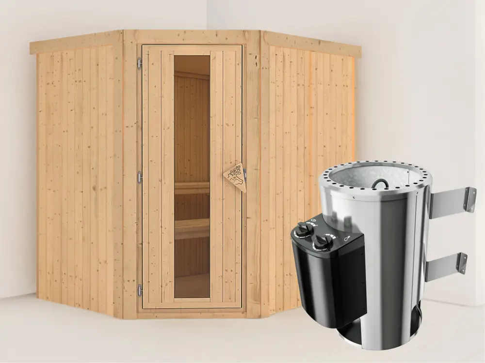 Systeemsauna Lilja energiebesparende deur + Plug & Play saunakachel met besturing Bestseller