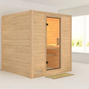 Massieve sauna Mojave transparent glazen deur Seizoensaanbieding