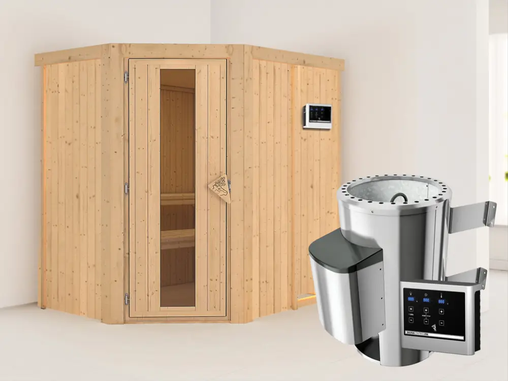 Systeemsauna Saja energiebesparende deur + Plug & Play saunakachel met ext. besturing Bestseller