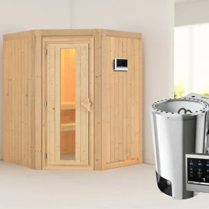 Dagaanbieding Systeemsauna Nanja energiebesparende deur + Plug & Play Bio-kachel met ext. besturing