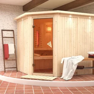 Express Levering Systeemsauna Malin met dakkraag, kompleet transparente gebronsde glazen deur