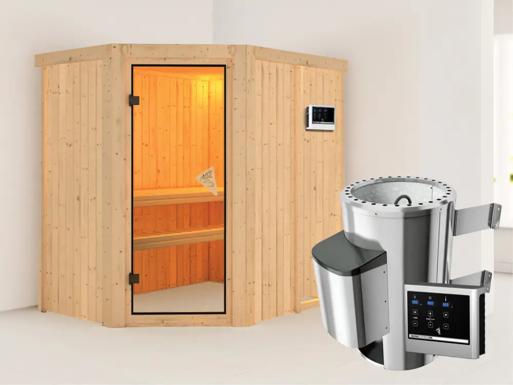 Systeemsauna Plug & Play Saja incl. 3,6 kW saunakachel ext. besturing Laatste Kans