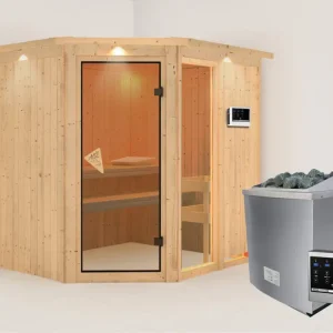 Gecertificeerd Systeemsauna Fiona 2 met dakkraag, incl. 9 kW saunakachel ext. besturing
