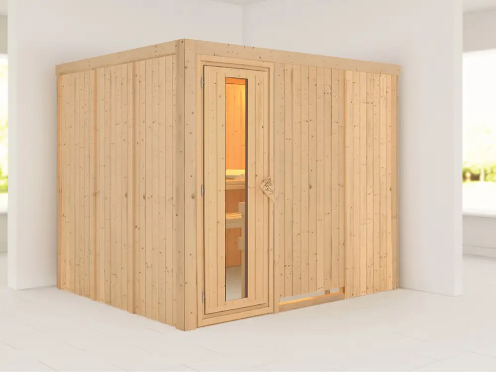 Weekendaanbieding Systeemsauna Gobin houten deur met geïsoleerd glas