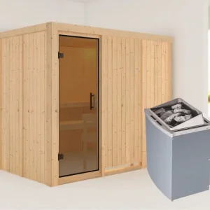 Systeemsauna Gobin grafiet glazen deur, incl. 9 kW saunakachel int. besturing Flitsaanbieding