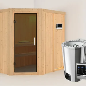Nu Kopen Systeemsauna Saja grafiet glazen deur + Plug & Play Bio-kachel met ext. besturing
