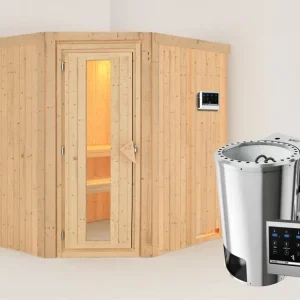 Systeemsauna Lilja energiebesparende deur + Plug & Play Bio-kachel met ext. besturing Uitverkoop
