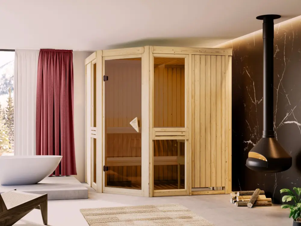 Favoriet Voordeelset sauna Amelia 2, met 9 kW saunakachel en externe besturing