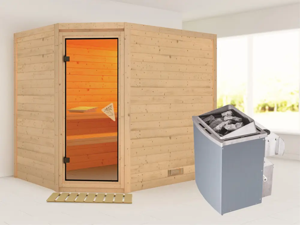 Express Levering Massieve sauna Tanami incl. 9 kW saunakachel int. besturing