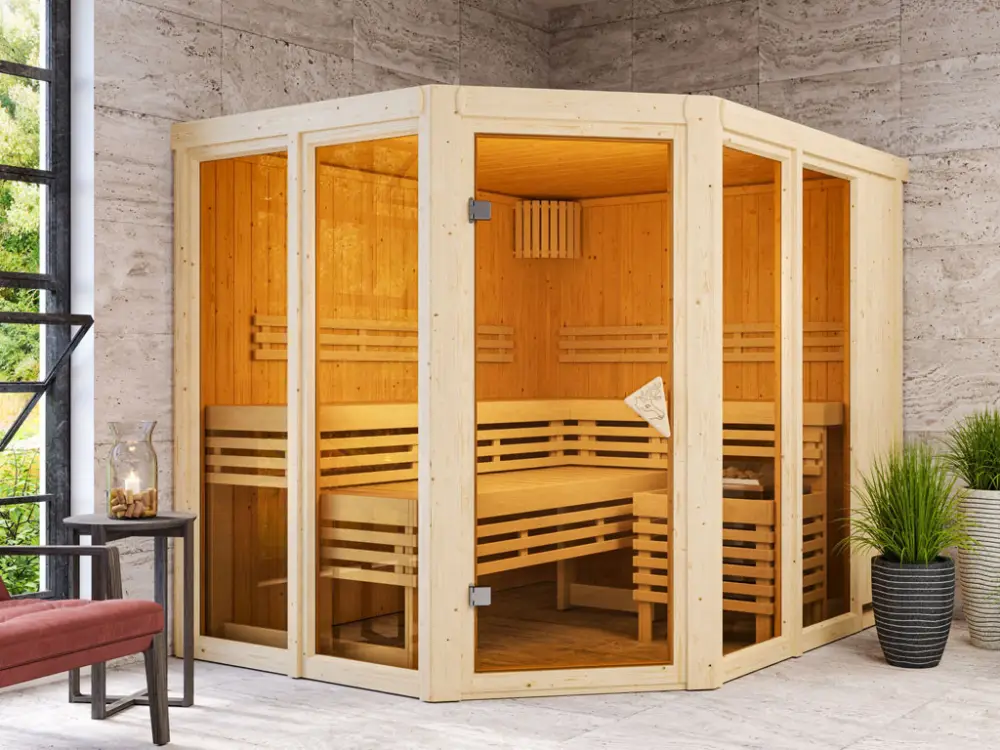 Gereduceerde Prijs Sauna Ainur met gebronsde glazen deur