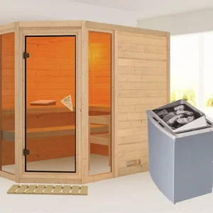 Seizoensaanbieding Massieve sauna Sinai 3 incl. 9 kW saunakachel int. besturing