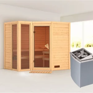 Gecertificeerd Massieve sauna Amara incl. 9 kW saunakachel int. besturing