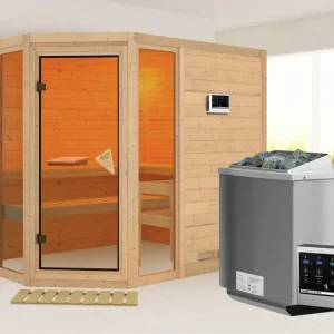 Massieve sauna Sinai 3 incl. 9 kW Bio-Combi-kachel ext. besturing Favoriet