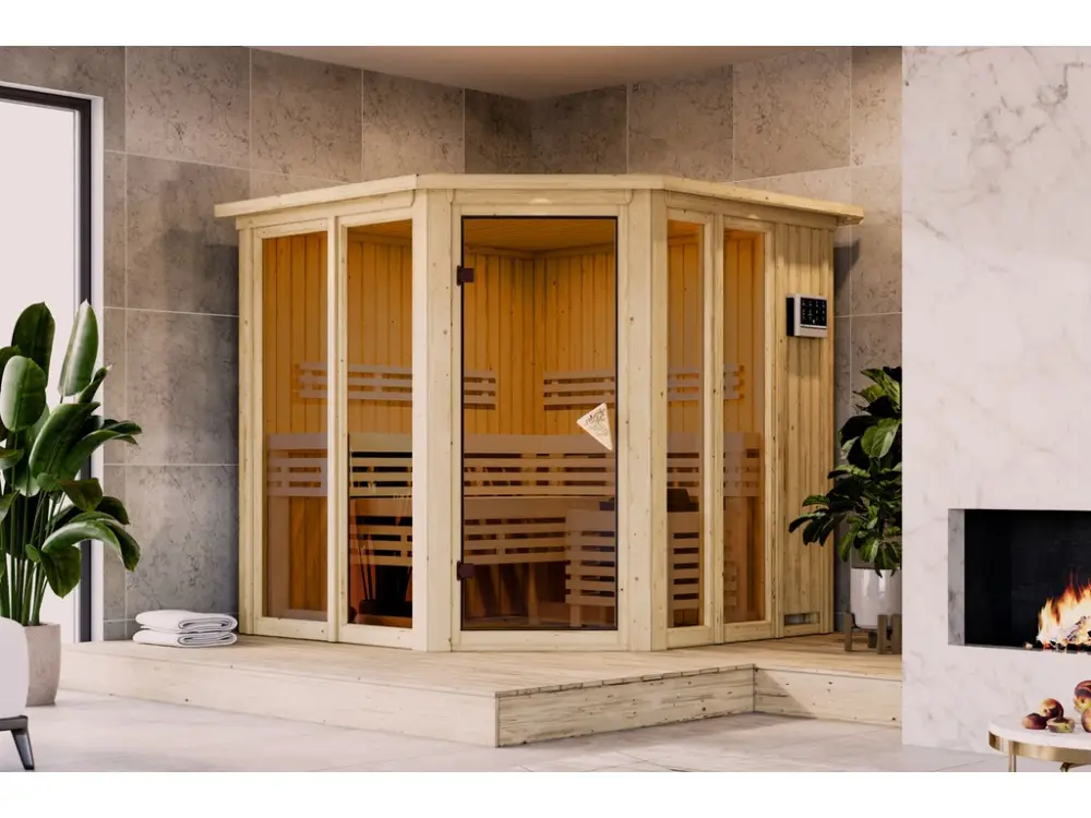 Binnensauna Airi met bio-combikachel en externe besturing, 9 kW Snelle Levering
