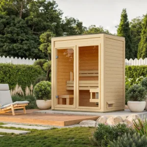 Voordeelset buitensauna View natur met 9 kW saunakachel en externe besturing Koop Online
