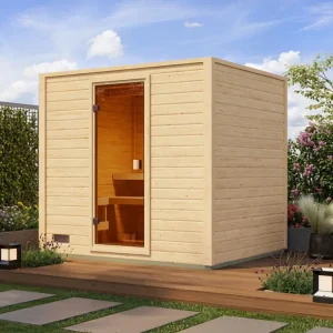 Voordeelset buitensauna Lenchen 3 naturel met saunakachel en externe besturing, 9 kW Hoge Kwaliteit