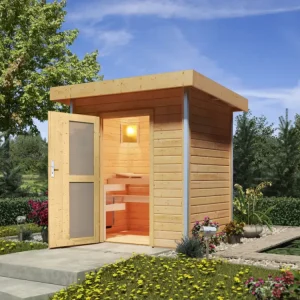 Tuinsauna Roger met moderne deur, onbehandeld, zonder saunakachel Aanbieding