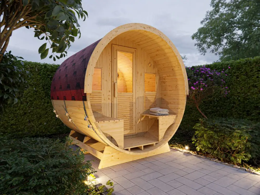 Barrel sauna Augusta natural value set 8kW oven with integrated control Hete Deal