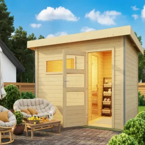 Saunahuis PROMOSET Enns 2 incl. 9 kW saunakachel + ext. besturing Express Levering