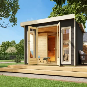 Saunahuis Mainburg 3 terragrijs 38 mm Speciale Aanbieding