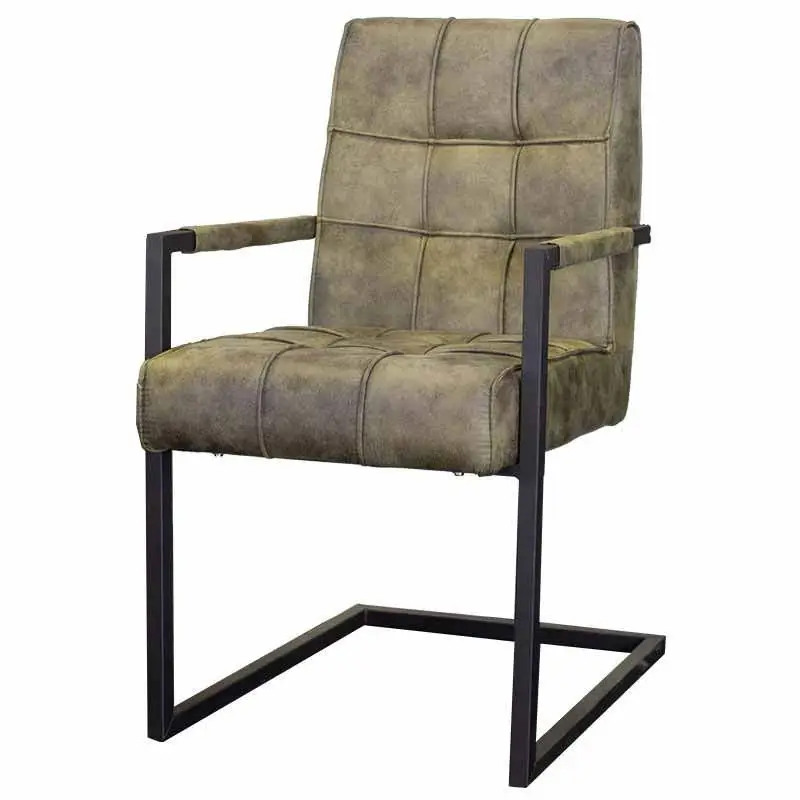 Goedkoop Eetkamerstoel - Jupiter - stof Cowboy retro lederlook olijf groen