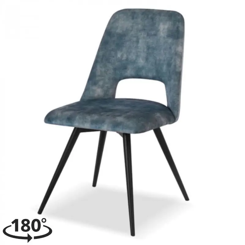 Eetkamerstoel - Malmo - Draaibaar - stof Velours Adore Niagara blauw Express Levering