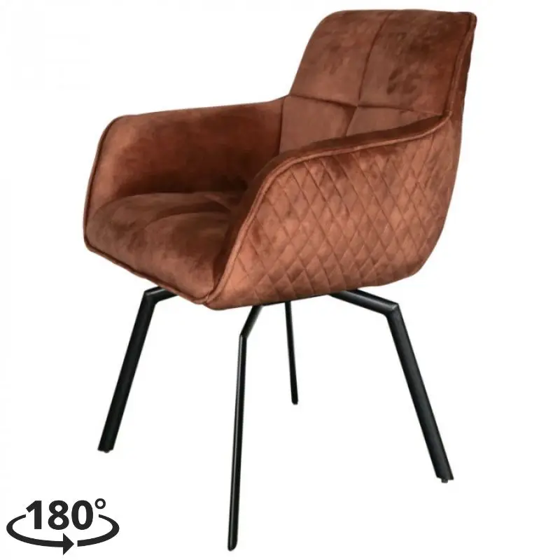 Snelle Levering Eetkamerstoel - Peter - Draaibaar - stof Velours Adore bronze