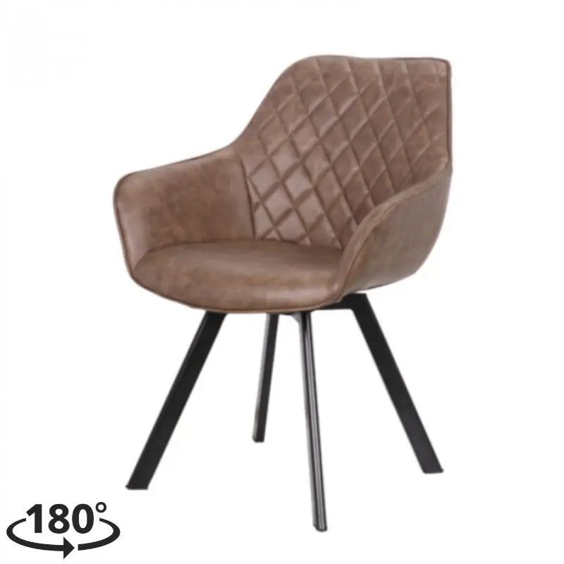 Weekendaanbieding Eetkamerstoel - Ringo - Draaibaar - Lederlook bruin