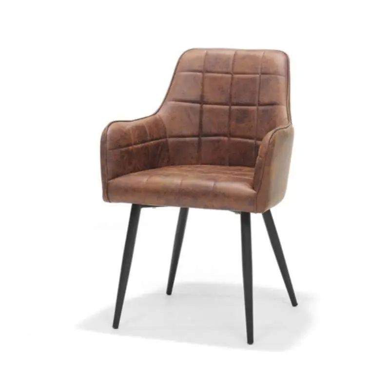 Nu Kopen Eetkamerstoel - Donovan - stof Cowboy retro lederlook cognac