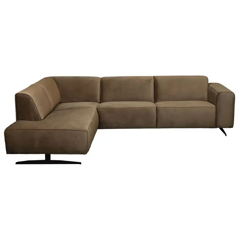 Hoekbank - Lambada - links - velours Juke taupe 12 Exclusieve Aanbieding