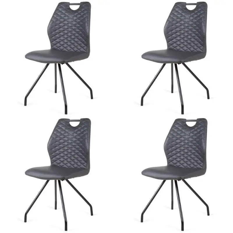 Eetkamerstoel - Carlos - leer Vintage zwart (4 stuks) Express Levering