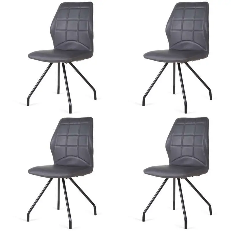 Koop Online Eetkamerstoel - Apollo - leer Vintage zwart (4 stuks)
