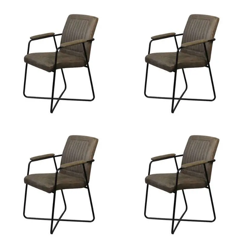 Eetkamerstoel - Henry - lederlook Soft groen (4 stuks) Shop Nu
