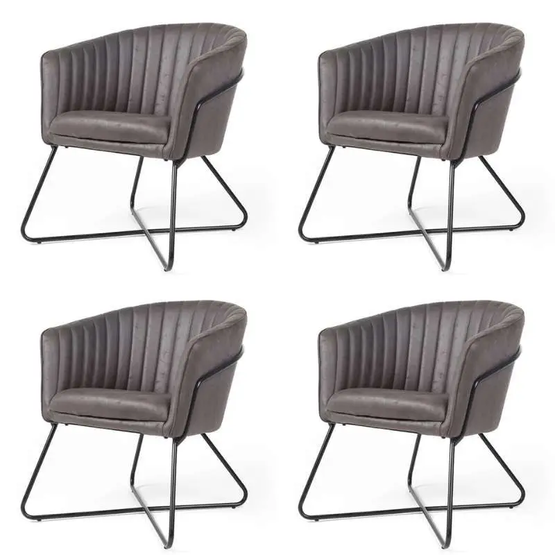 Dagaanbieding Eetkamerstoel - Nova - lederlook Soft antraciet (4 stuks)