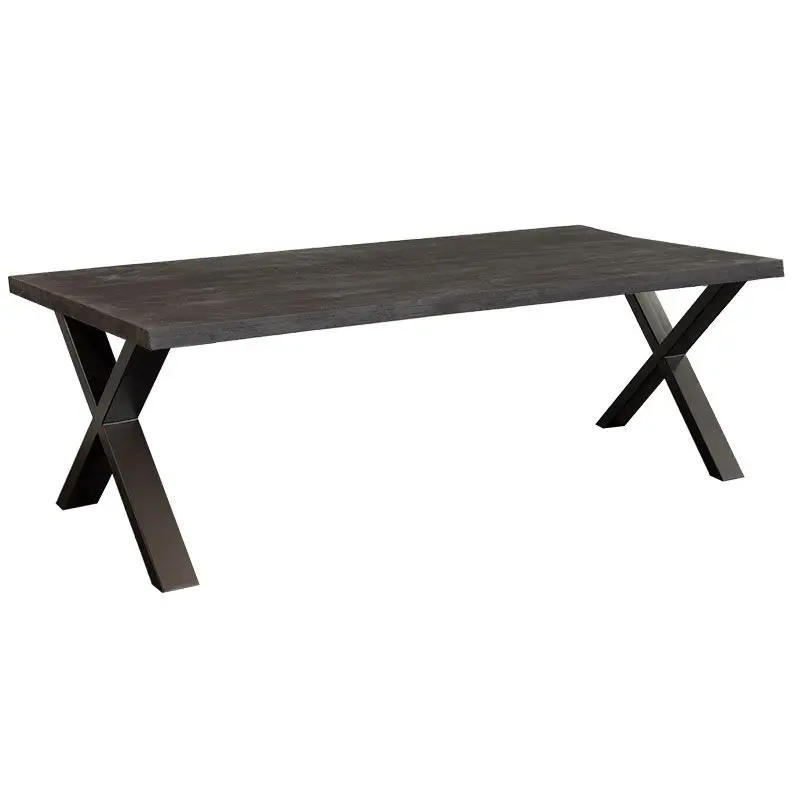 Nieuw Eettafel massief Mango zwart - 240 x 100 x 78 cm - Bladdikte 4,0 cm - X-poot