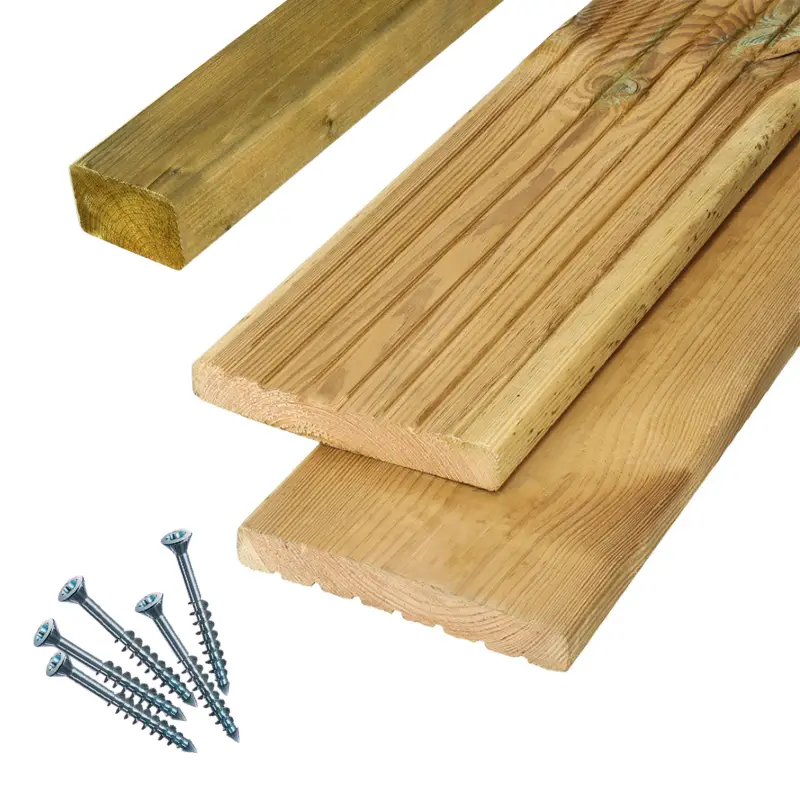 Vlonderplank totaalpakket geïmpregneerd Grenen licht groen 2,1 x 14,5 cm (4,00 mtr) groef/vlak Exclusieve Aanbieding