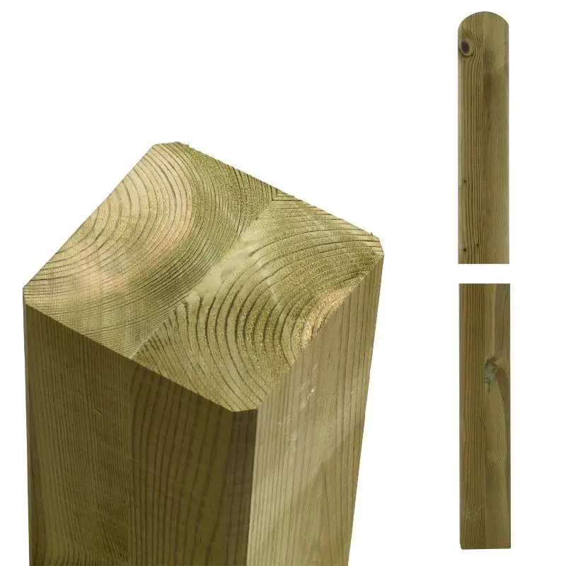 Veilige Betaling Paal vuren 9 x 9 cm groen geimpregneerd (268 cm) ongepunt met afgeronde kant geschaafd
