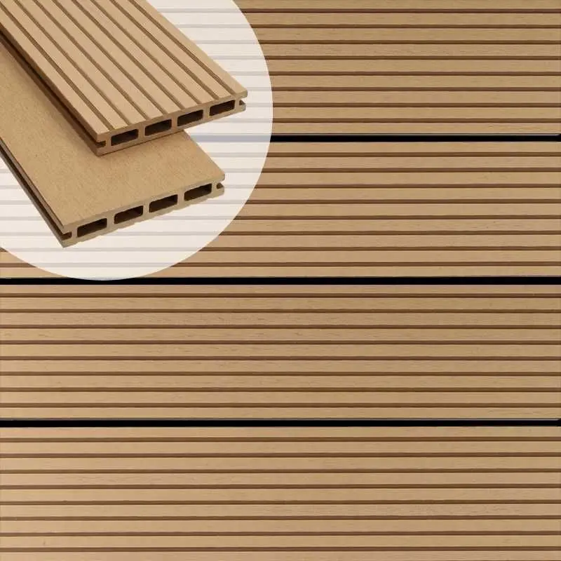 Weekendaanbieding Vlonderplank composiet 2,1 x 14 cm teak bruin (4 mtr) grove ribbel en vlak