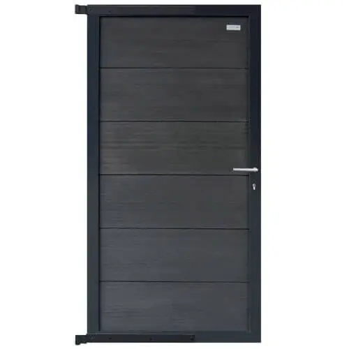 Tuindeur composiet Forte Antraciet incl. slot en antraciet aluminium kader (90 x 180 cm) Op = Op