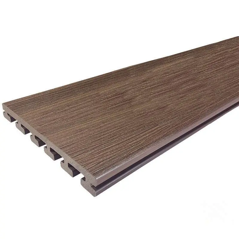 Vlonderplank composiet semi massief 2,5 x 21 cm Ipé vlak/schorsmotief (5 mtr) Bestseller