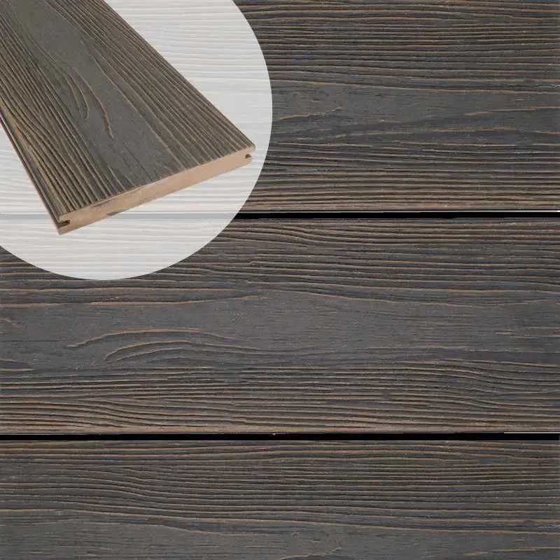 Vlonderplank composiet massief 2,4 x 19 cm driftwood dark schorsmotief (3 mtr) Beste Prijs